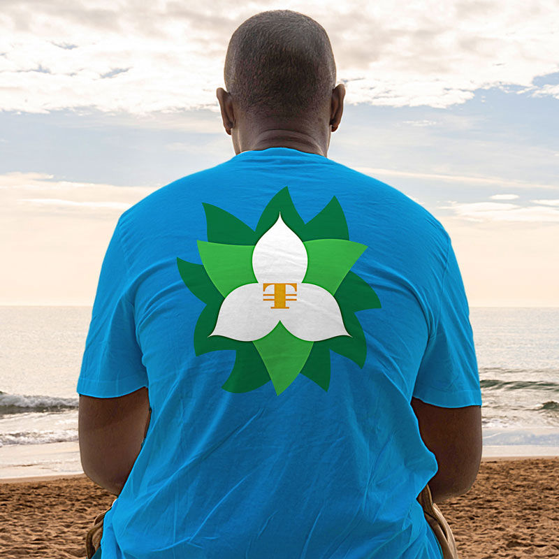 Flower logo t-shirt Trilliumnaire by Harbor Springer, a Michigan clothing store.
